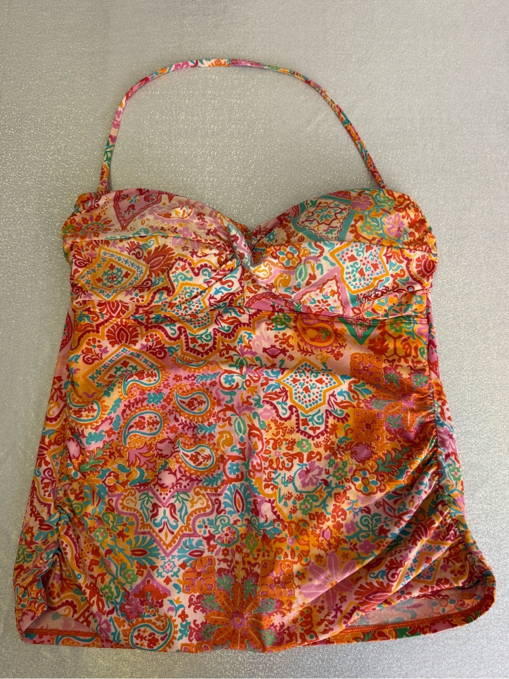 Ralph Lauren tankini swim top halter Orange & Pink Paisley Bandeau Tank Top